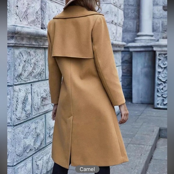 Tan camel peacoat double breasted preppy - Picture 3 of 7